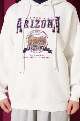 Arizona Yazılı Sweatshirt Ekru - Tunik
