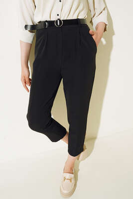 Arka Beli Lastikli Pantolon Siyah - Pantolon