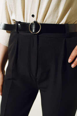 Arka Beli Lastikli Pantolon Siyah - Pantolon