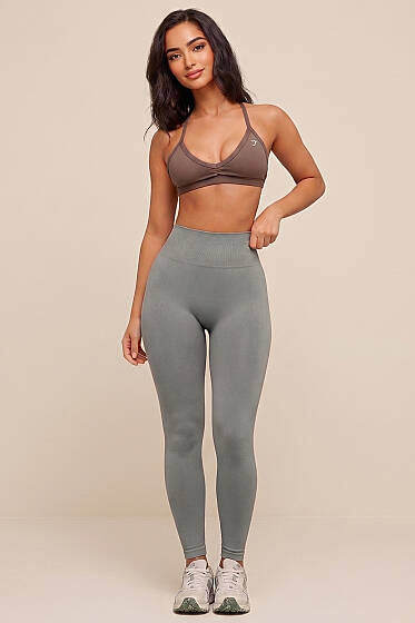 Arka Büzgülü Spor Tayt Gri - Spor Tayt