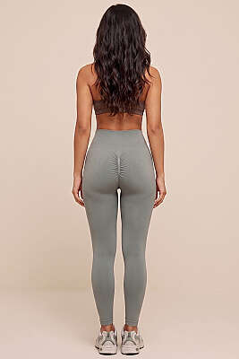 Arka Büzgülü Spor Tayt Gri - Spor Tayt