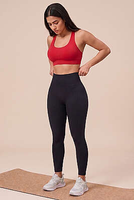 Arka Büzgülü Spor Tayt Siyah - Spor Tayt