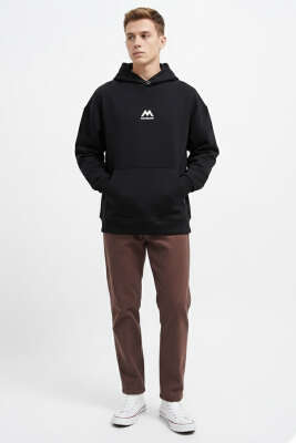 Arkası Baskılı Erkek Sweatshirt Siyah - Erkek Sweatshirt