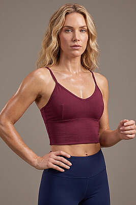 Arkası Çapraz Lastikli Crop Vişne - AURAFİT