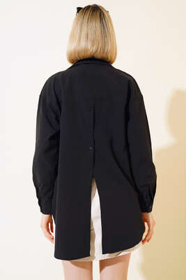 Arkası Düğmeli Gömlek Siyah - Kadın Giyim Modelleri