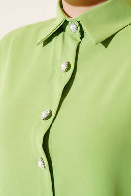 Arkası Kapaklı Gömlek Yeşil - Thumbnail