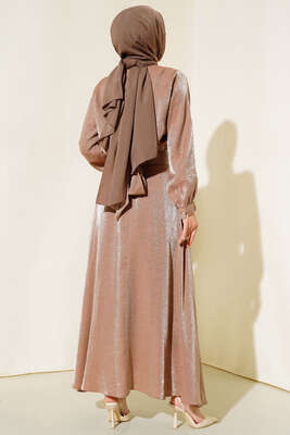 Arkası Kurdele Bağlamalı Etekli Takım Latte - İKİLİ TAKIM