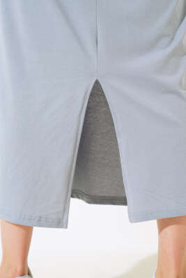 Arkası Yırtmaçlı Kısa Kol Elbise Gri - Kadın Giyim Modelleri