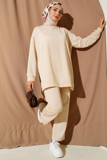 Arma Detaylı Basic İkili Takım Bej - İkili Takım