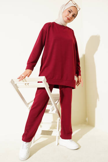 Arma Detaylı Basic İkili Takım Bordo - İkili Takım