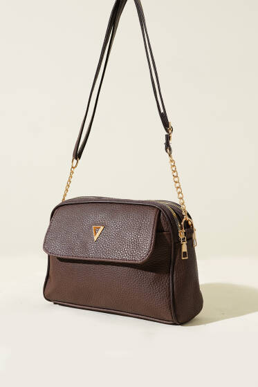 Arma Detaylı İki Bölmeli Çanta Acı Kahve - Kol Çantası