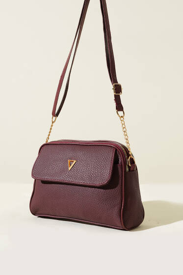 Arma Detaylı İki Bölmeli Çanta Bordo - Kol Çantası