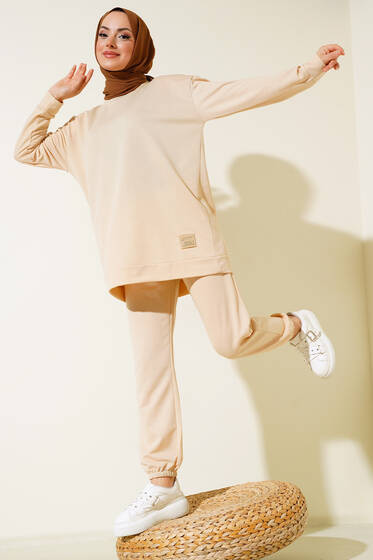 Arma Detaylı İkili Takım Bej - Yılın Fırsatı