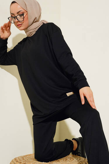 Arma Detaylı İkili Takım Siyah - İkili Takım