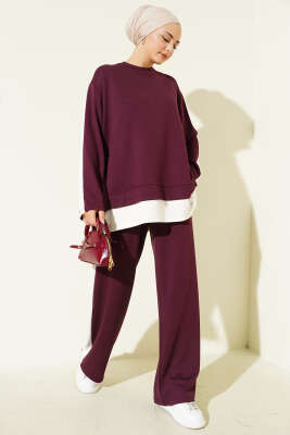 Arma Detaylı Loyşa Garnili İkili Takım Bordo - PAMİRA