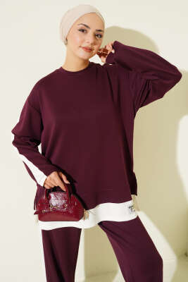 Arma Detaylı Loyşa Garnili İkili Takım Bordo - İkili Takım