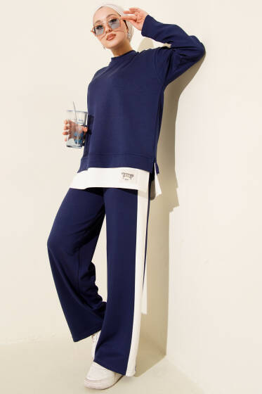 Arma Detaylı Loyşa Garnili İkili Takım Lacivert - İkili Takım