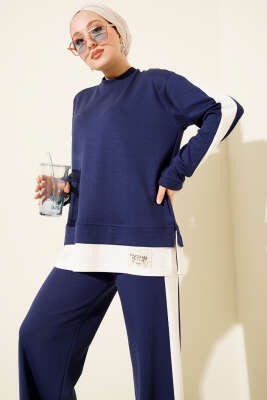Arma Detaylı Loyşa Garnili İkili Takım Lacivert - İkili Takım