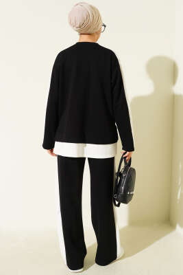 Arma Detaylı Loyşa Garnili İkili Takım Siyah - İkili Takım