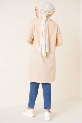 Arma Detaylı Uzun Tunik Bej - Tunik