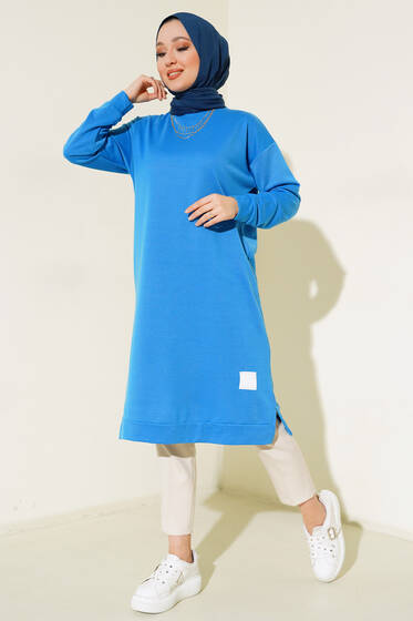 Arma Detaylı Uzun Tunik İndigo - Tunik