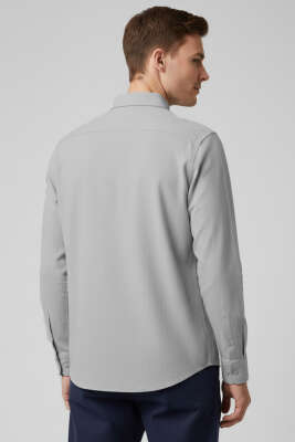 Arma Nakışlı Detaylı Erkek Gömlek Gri - Erkek Gömlek