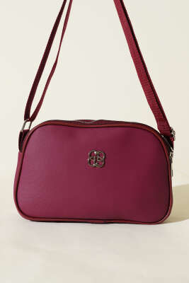 Armalı 3 Bölmeli Fermuarlı Çanta Bordo - Kol Çantası