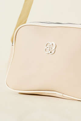 Armalı 3 Bölmeli Fermuarlı Çanta Krem - Kol Çantası