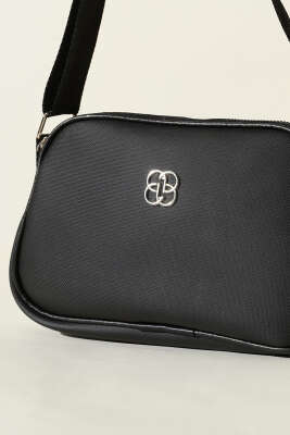 Armalı 3 Bölmeli Fermuarlı Çanta Siyah - Kol Çantası