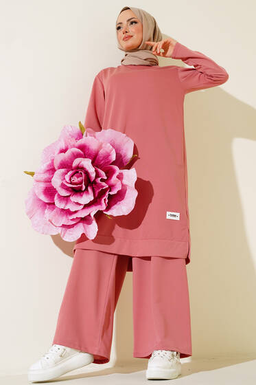 Armalı Bol Paça İkili Takım Gül Kurusu - İkili Takım