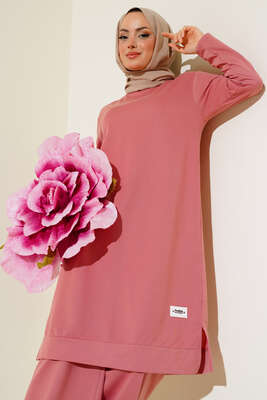 Armalı Bol Paça İkili Takım Gül Kurusu - Yılın Fırsatı