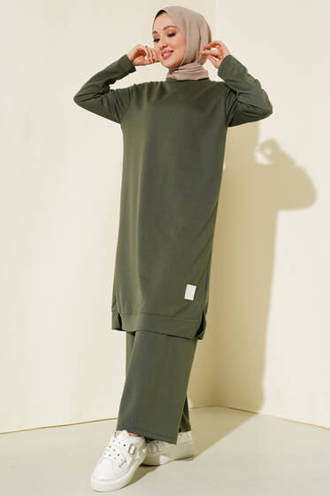 Armalı Bol Paça İkili Takım Haki - İkili Takım