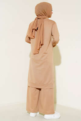 Armalı Bol Paça İkili Takım Latte - Yılın Fırsatı