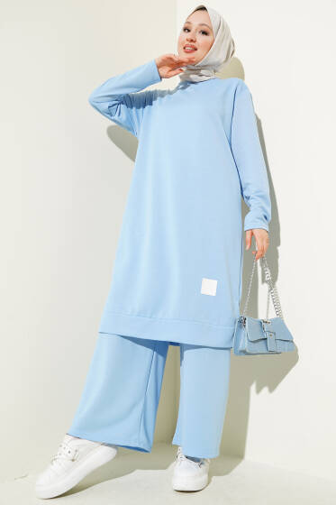 Armalı Bol Paça İkili Takım Mavi - İkili Takım