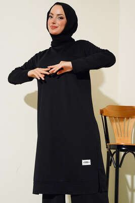 Armalı Bol Paça İkili Takım Siyah - Yılın Fırsatı