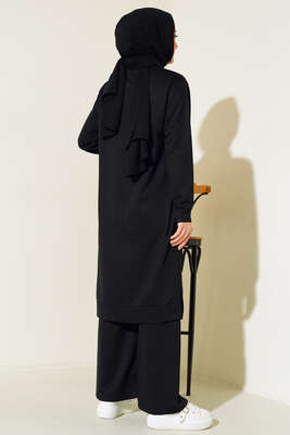 Armalı Bol Paça İkili Takım Siyah - Yılın Fırsatı