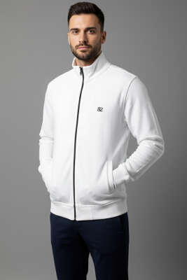 Armalı Fermuarlı Erkek Hırka Ekru - BESSE