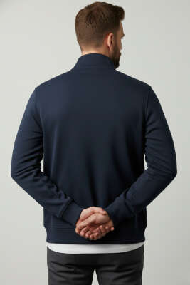 Armalı Fermuarlı Erkek Hırka Lacivert - Yeni Erkek Giyim