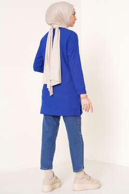 Armalı Ftilli Tunik Saks - Tunik