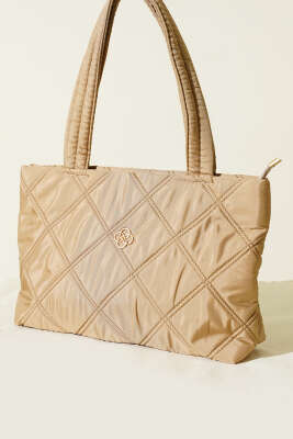 Armalı Kapitone Kadın El Çantası Bej - GÜZEL ÇANTA