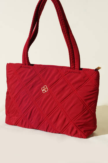 Armalı Kapitone Kadın El Çantası Bordo - Kol Çantası