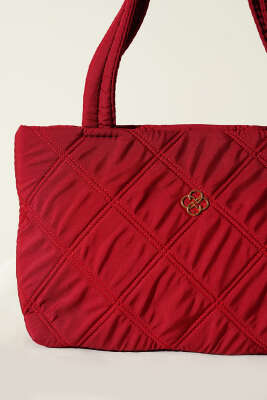 Armalı Kapitone Kadın El Çantası Bordo - Kol Çantası