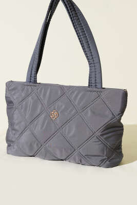 Armalı Kapitone Kadın El Çantası Füme - GÜZEL ÇANTA