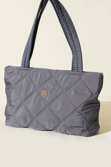 Armalı Kapitone Kadın El Çantası Füme - Kol Çantası