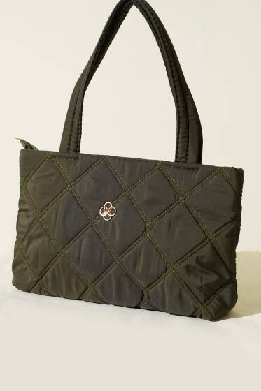 Armalı Kapitone Kadın El Çantası Haki - Kol Çantası