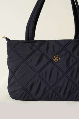 Armalı Kapitone Kadın El Çantası Lacivert - Kol Çantası