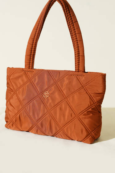 Armalı Kapitone Kadın El Çantası Taba - Kol Çantası