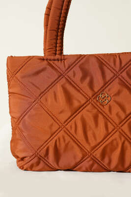 Armalı Kapitone Kadın El Çantası Taba - Kol Çantası