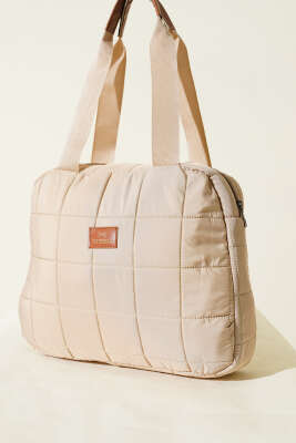 Armalı Kapitone Kol Çanta Bej 