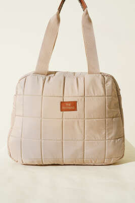 Armalı Kapitone Kol Çanta Bej - Kol Çantası